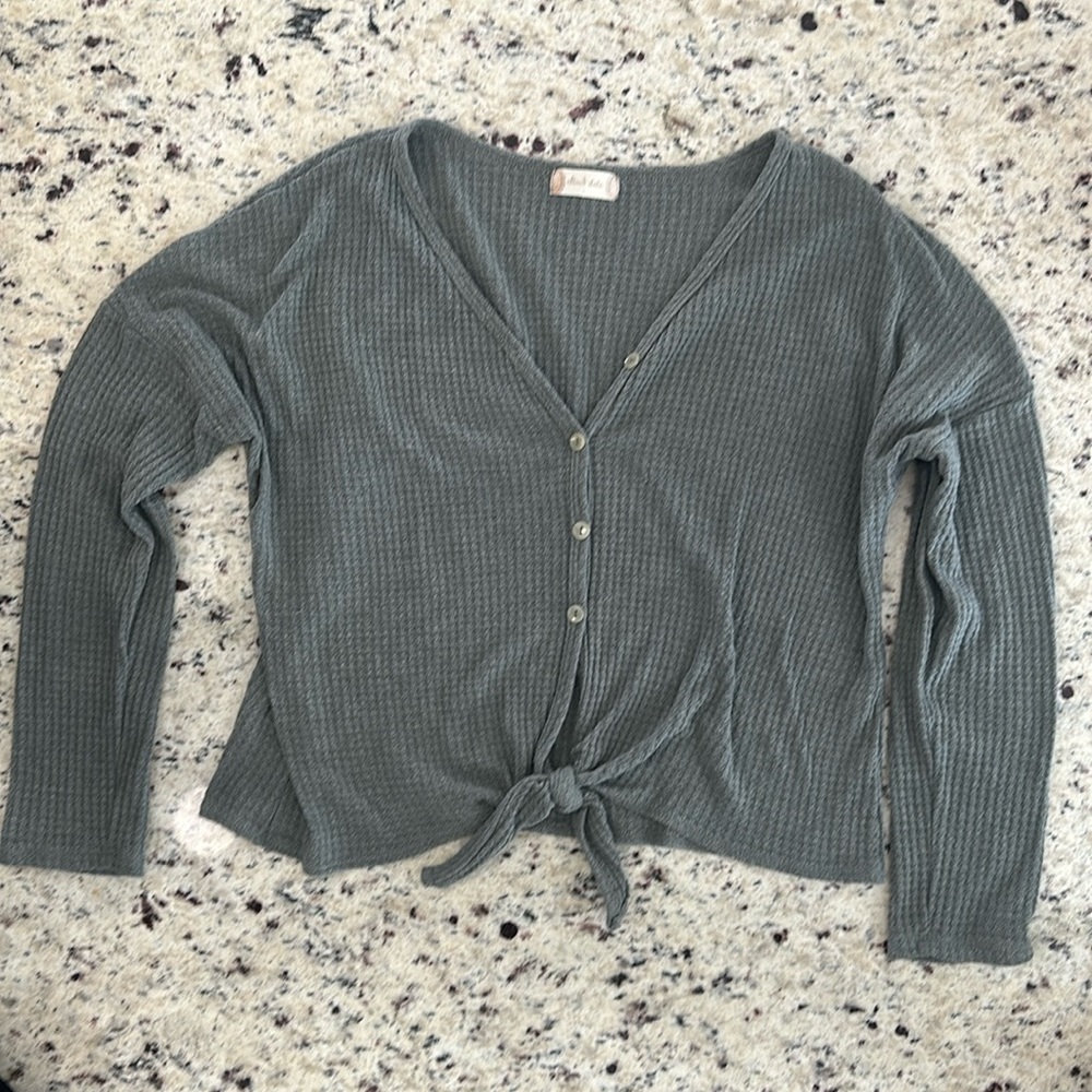 Altr’d State Waffle Green Crop Cardigan